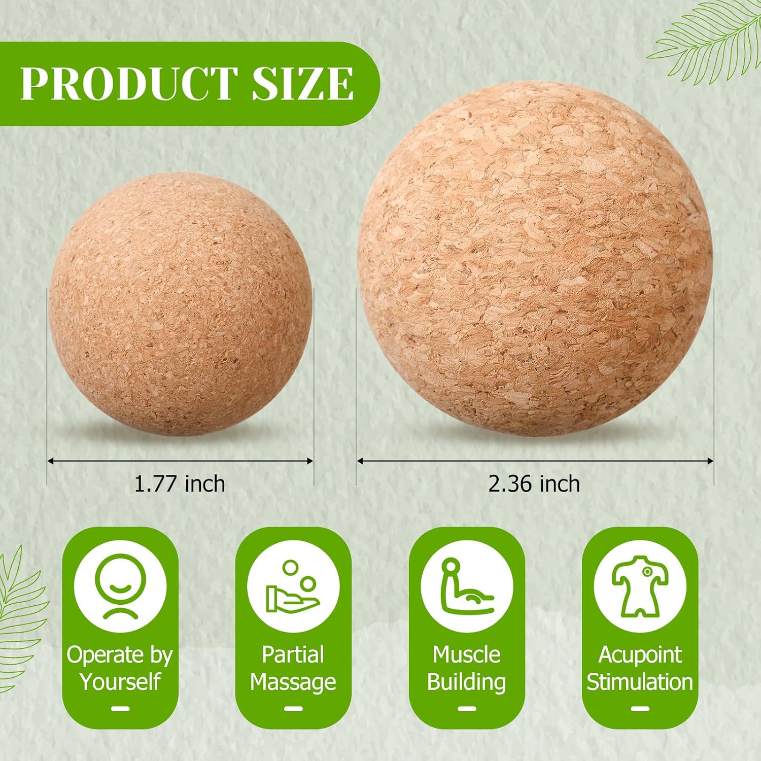 4 Pack Cork Massage Ball Roller for Massage Fascia Release After Exercise Yoga Point Therapy Relax Muscles Relieve Stress Tools