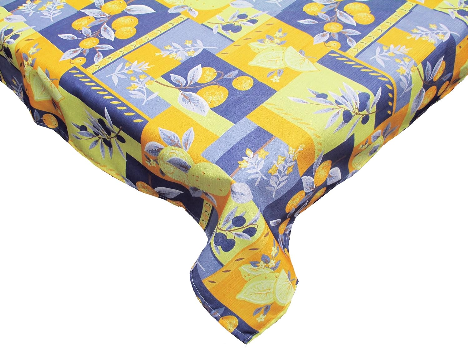 Super Sale 🛒 J&M Home Fashions Waterproof Spill Proof Vinyl Printed Round Tablecloth, 60, Season, Indoor, Outdoor Picnics & Potlucks Party Party or Everyday Use-Lemons