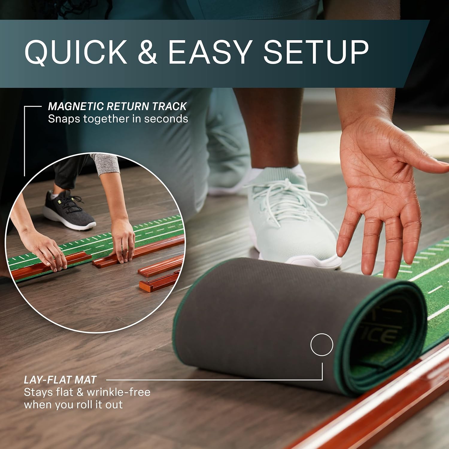 PERFECT PRACTICE Indoor/Outdoor Golf Putting Mat with Ball Return, Compact & Realistic : Sports & Outdoors