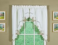 Vista 29 de Today's Curtain Verona - Nivel de bordado inverso, 36 pulgadas, crudo/rosa, 60 pulgadas de ancho x 36 pulgadas de largo