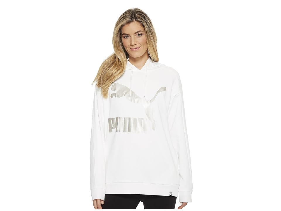 New PUMA Classics Logo T7 Hoodie (PUMA White) Women's Sweatshirt