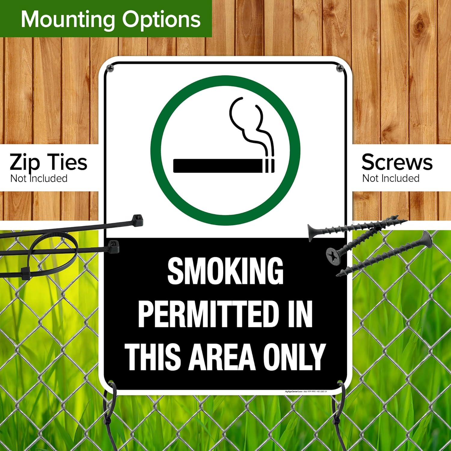 Smoking Permitted In This Area Only Sign, 18"x24" Polyethylene, Indoor/Outdoor Use, USA MADE By My Sign Center