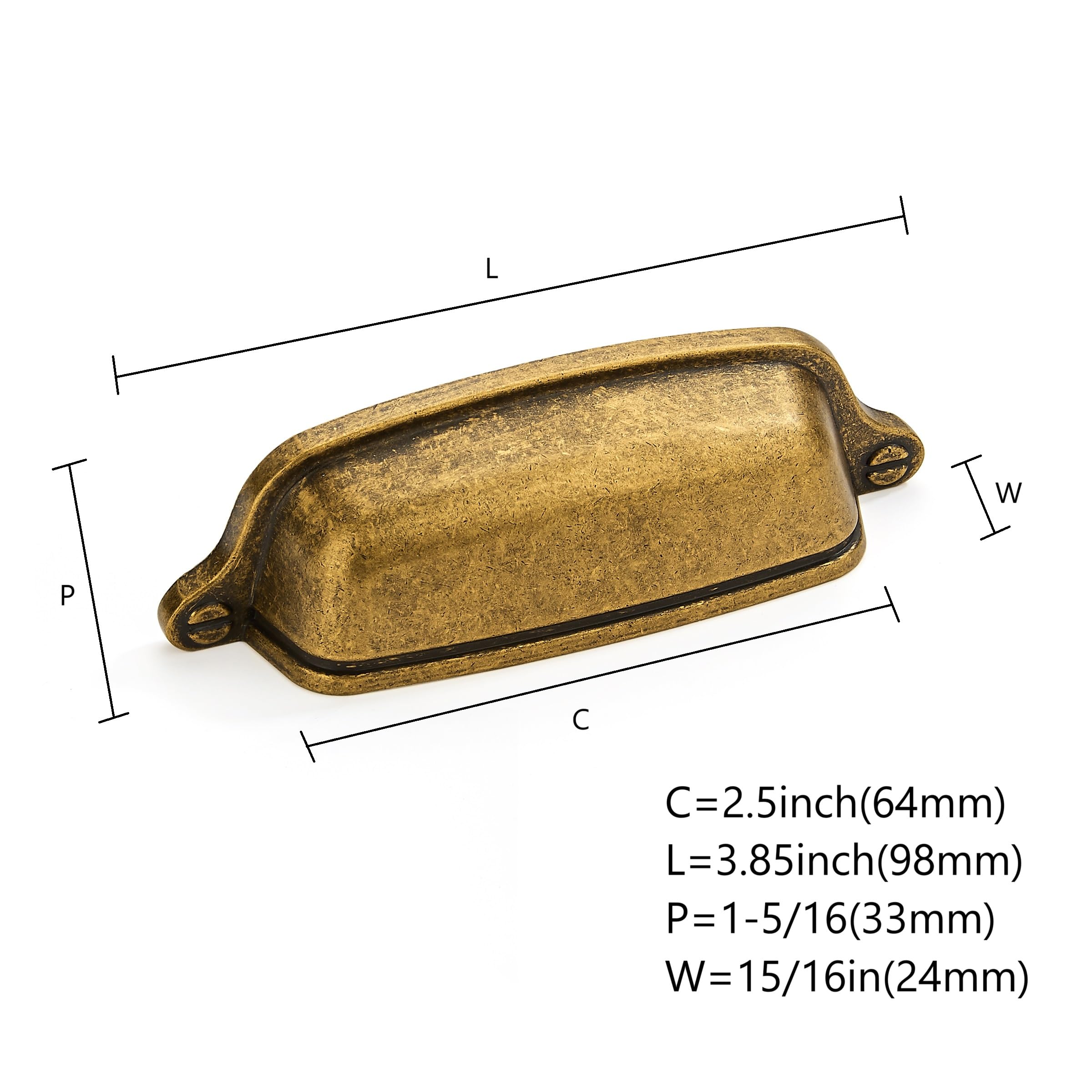 Cup Antique English Brass Cabinet Pull - 80270, 2-1/2 in (64 mm) — KHTUMEWARE