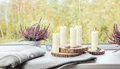 Miniatura 8 de BOLSIUS Paquete de 4 velas de pilar rústicas amarillas  2.75 x 7.5 pulgadas  Calidad europea premium  Cera natural ecológica a base de plantas  sin