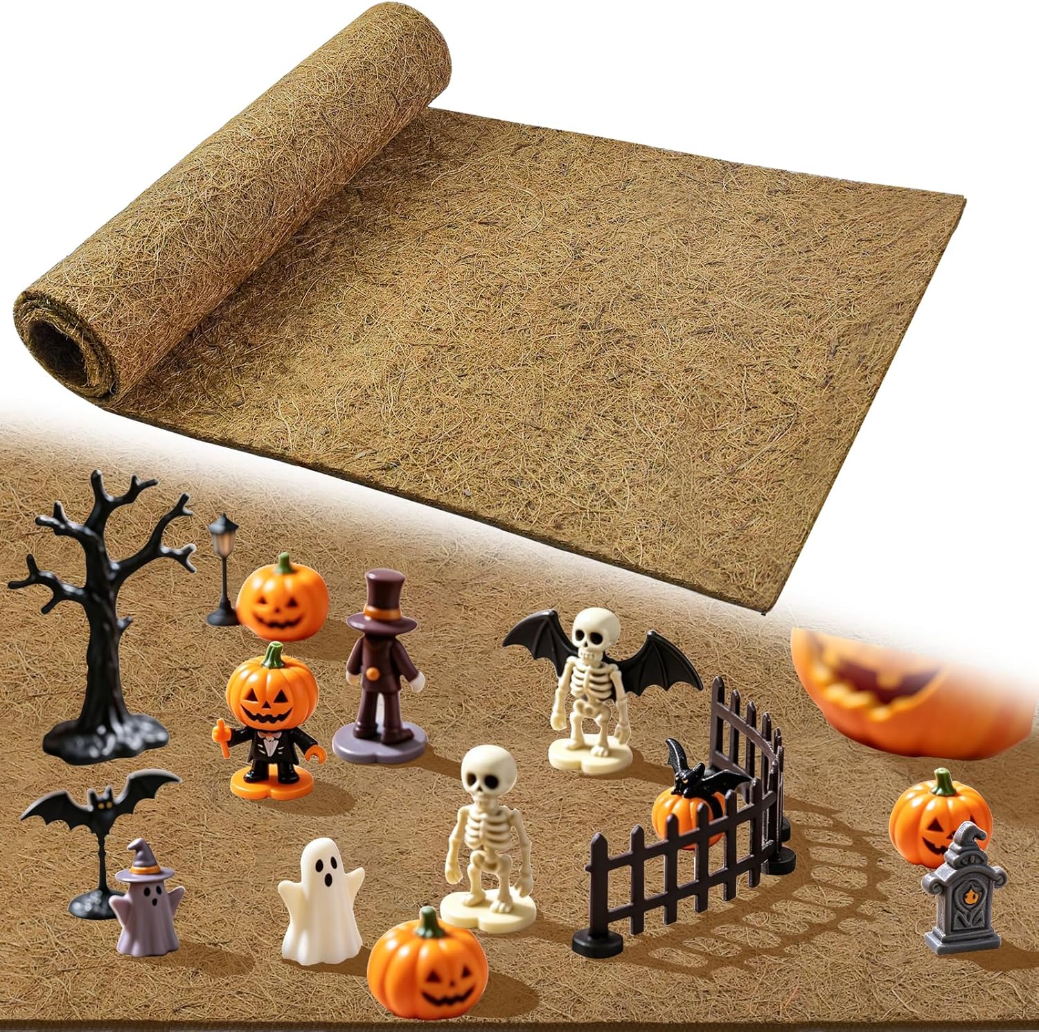 Halloween Village Accessories Mat 39.4*15.7in Autumn Town Scene Decor