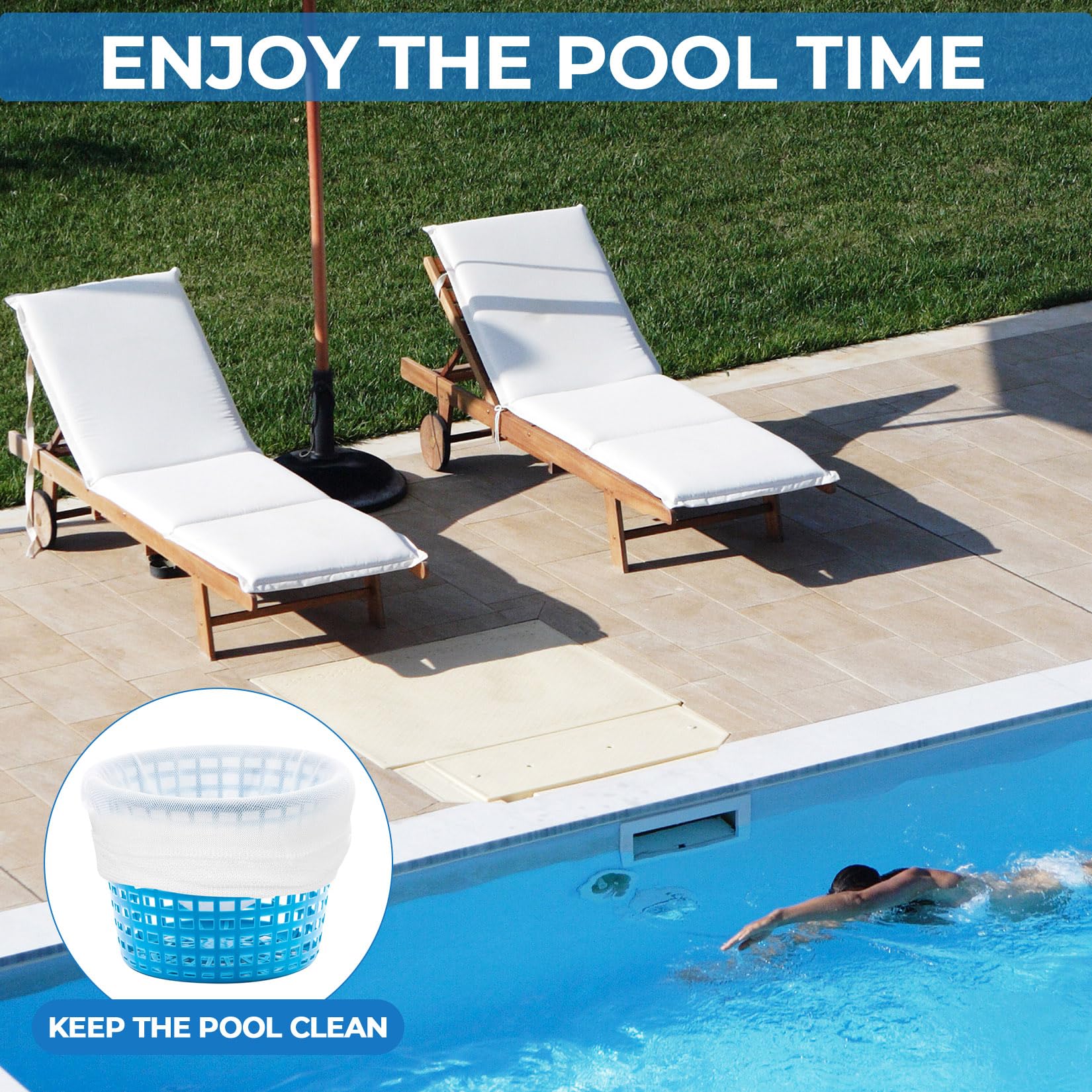 Ewwtrey 20 PcsCalcetines Skimmer Piscina, Calcetines de Nailon para Piscinas, Calcetines de Malla Fina para Piscinas enterradas y elevadas, para Limpiar residuos y Hojas (Blanco) — view 5