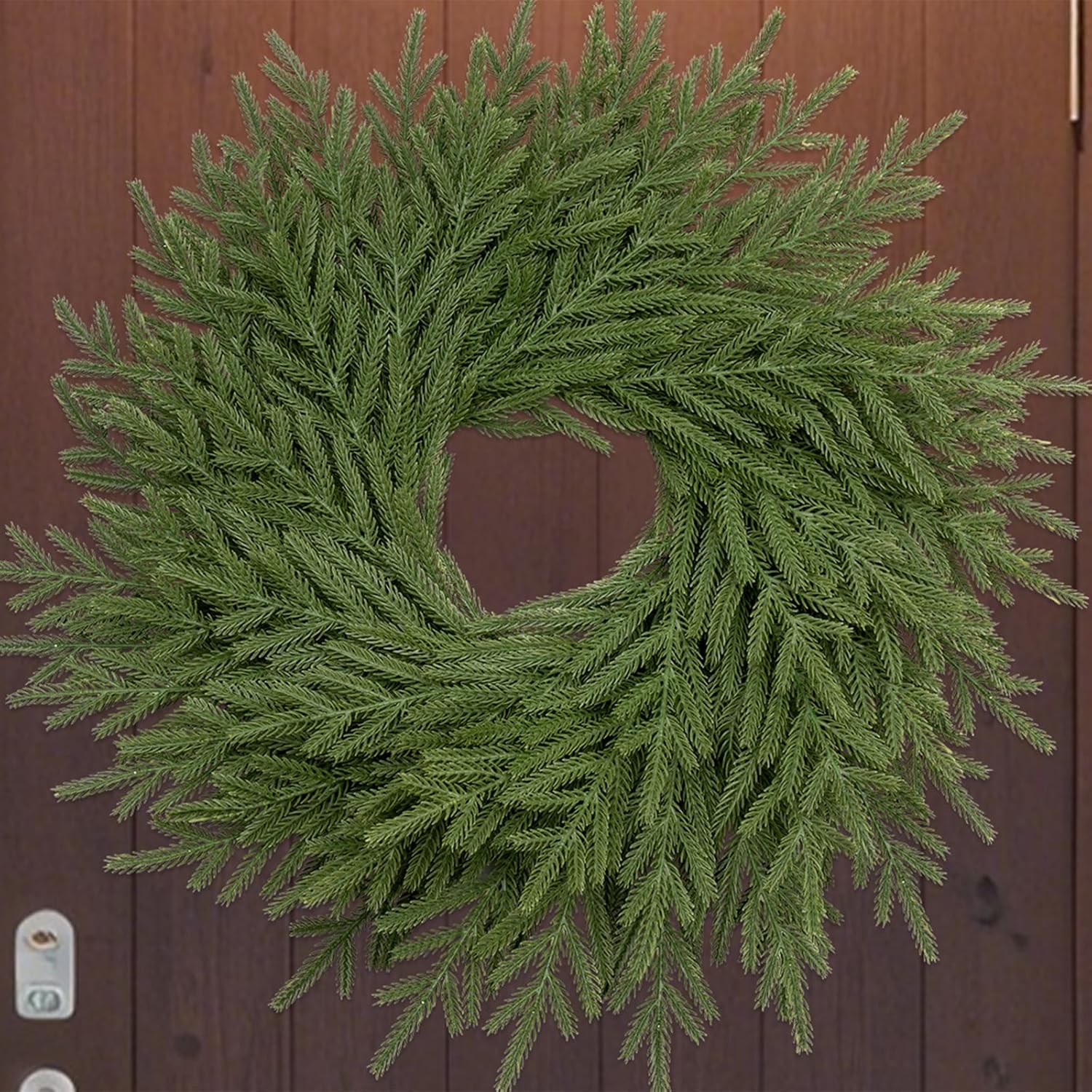 26in norfolk pine wreath christmas wreaths for front door real touch pine branch wreath large realistic green wreaths for winter door walls windows porches farmhouse indoor outdoor home decor