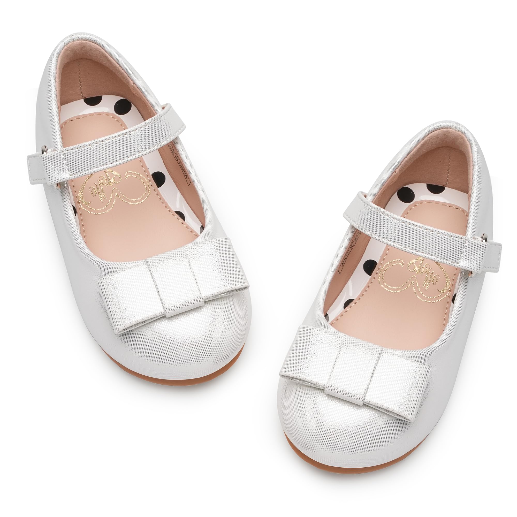 Stelle Girls Mary Jane Dress Shoes Ballerina Flat with Bow for Toddler/Little/Big Kids