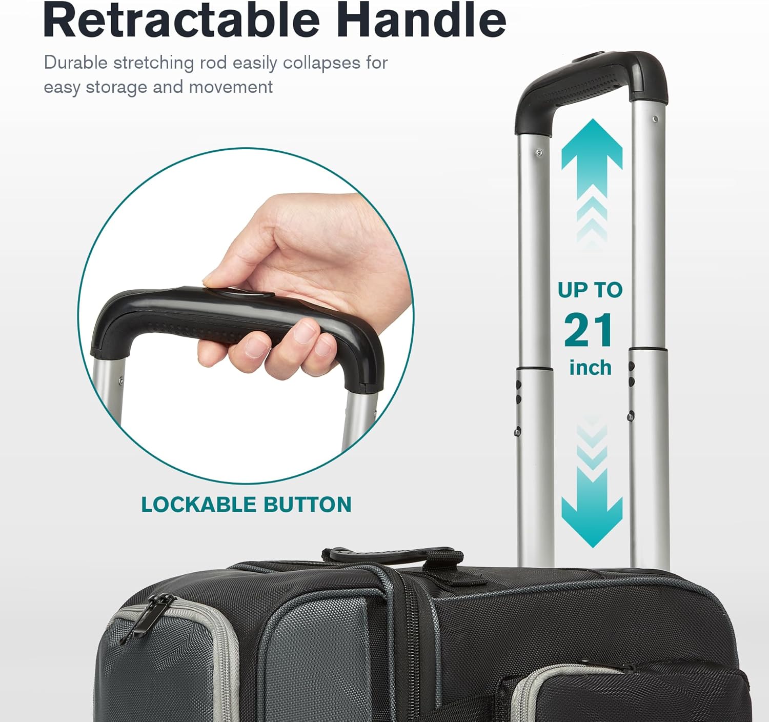 Bowling Ball Bag with Separate Shoe Compartment, Single Roller Bowling Bag with Wheels and Retractable Handle Extends to 37.0 Inches, Padded Foam Ball Insert, Gray (1 Ball Bowling)