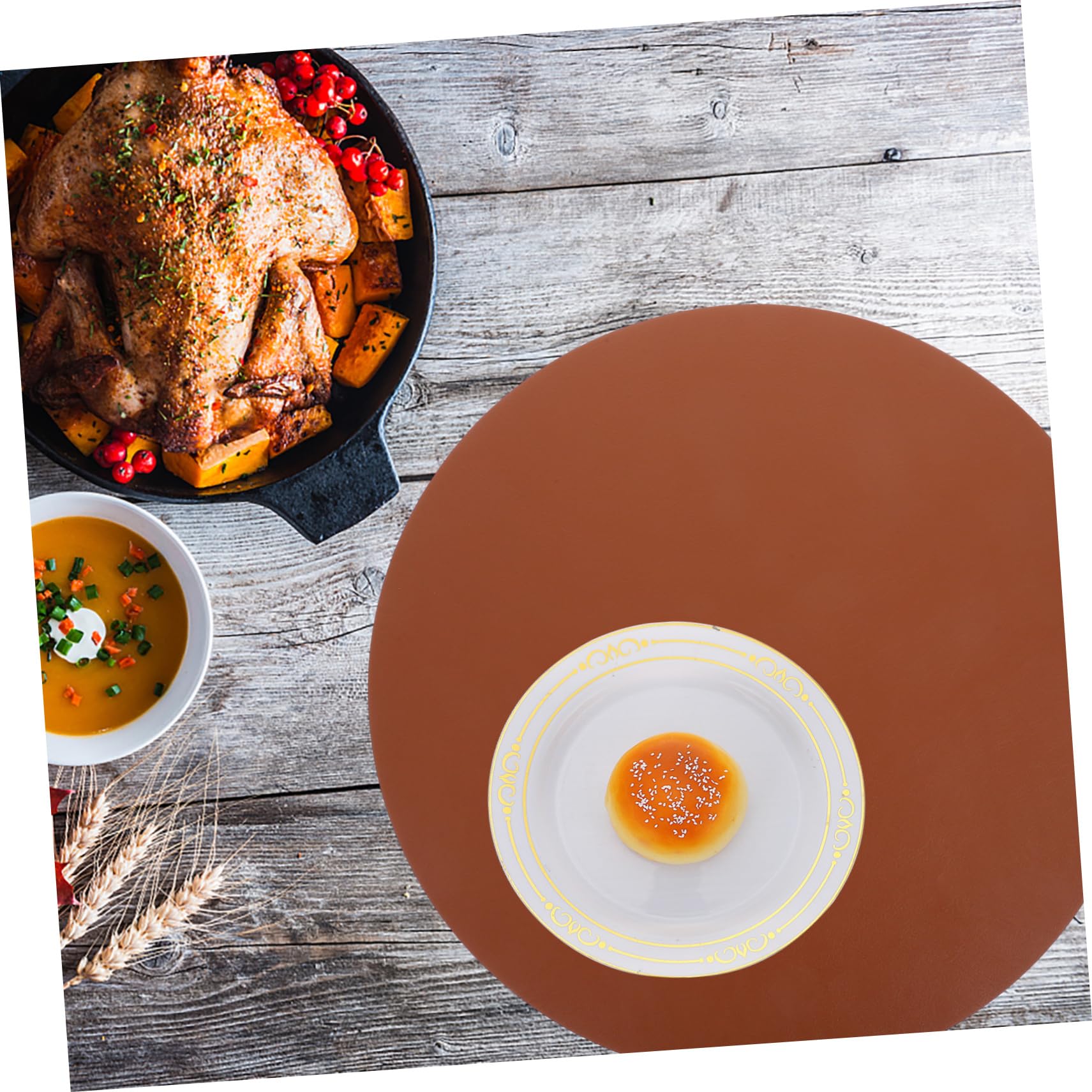 COLLBATH Set Di 6 Tovagliette in Similpelle Rotonde Resistenti E Facili Da Pulire Per Tavolo Da Pranzo E Cucina
