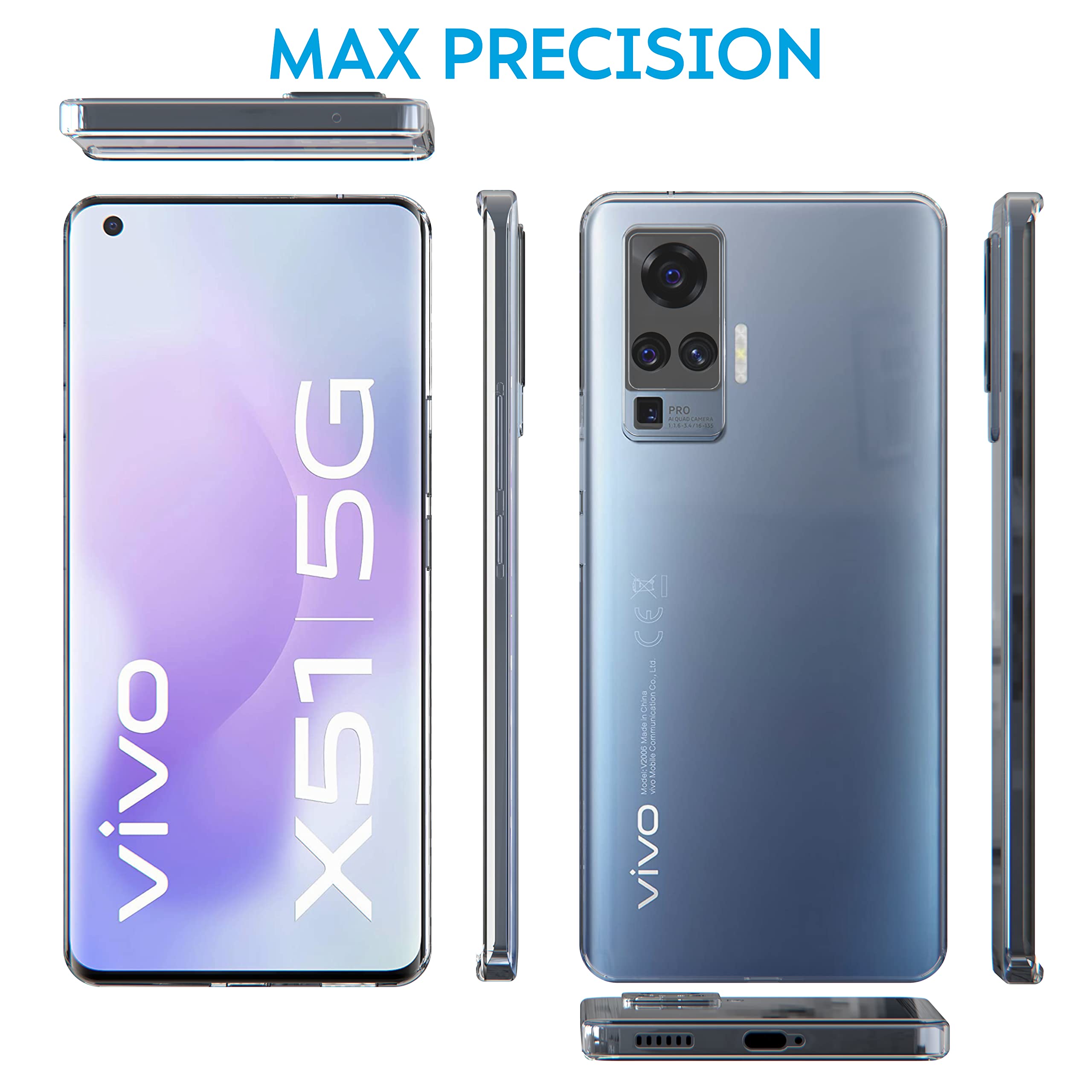 JIENI Cover Per VIVO-X51 5G + 2 Pellicole Vetro Temperato - Custodia Silicone Trasparente Morbida TPU, Anti Graffio - 2