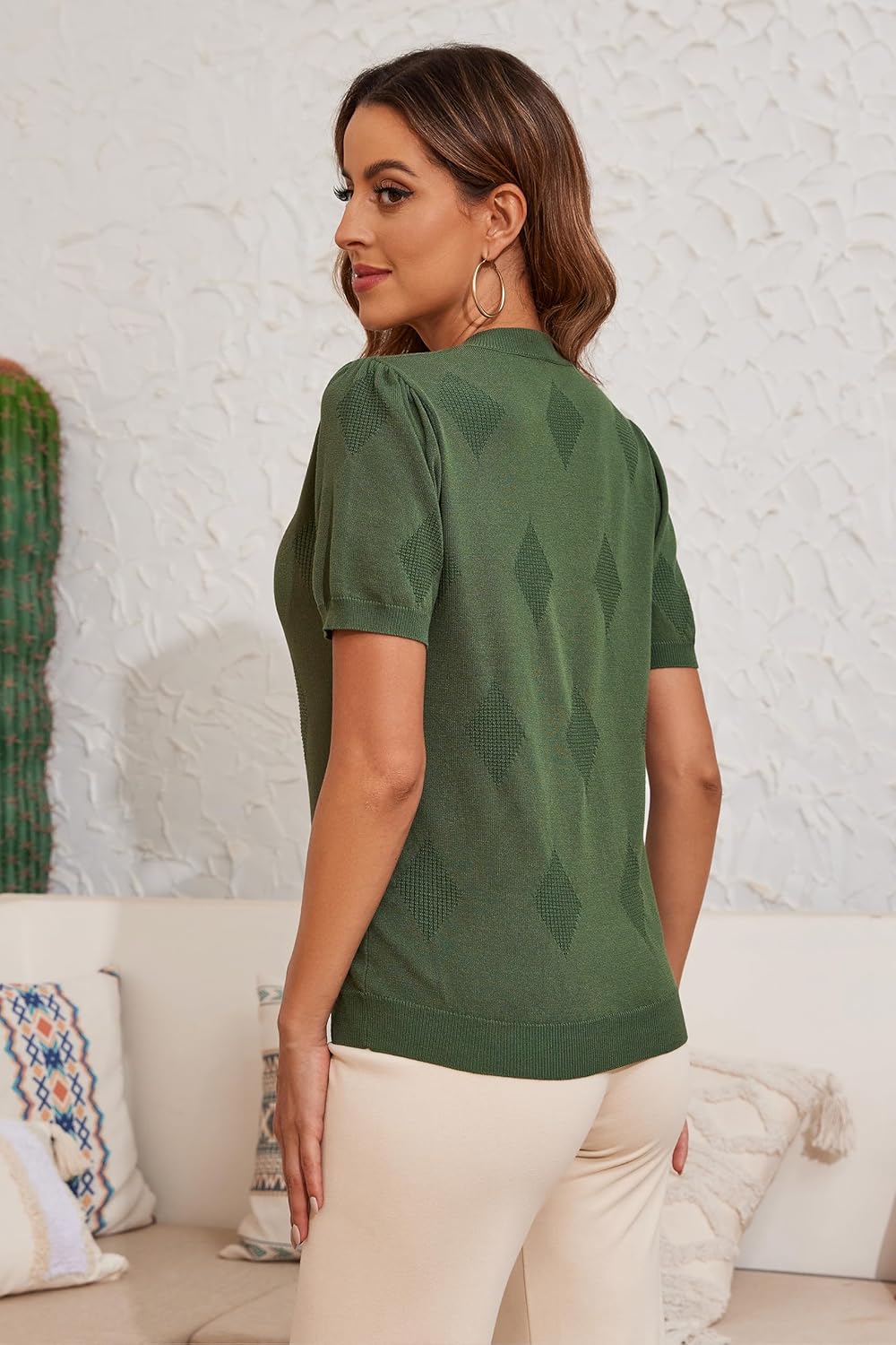 Women's Spring Tops 2025 Fashion V Neck Knit Summer Casual Lightweight Pullover Sweater - Image 4