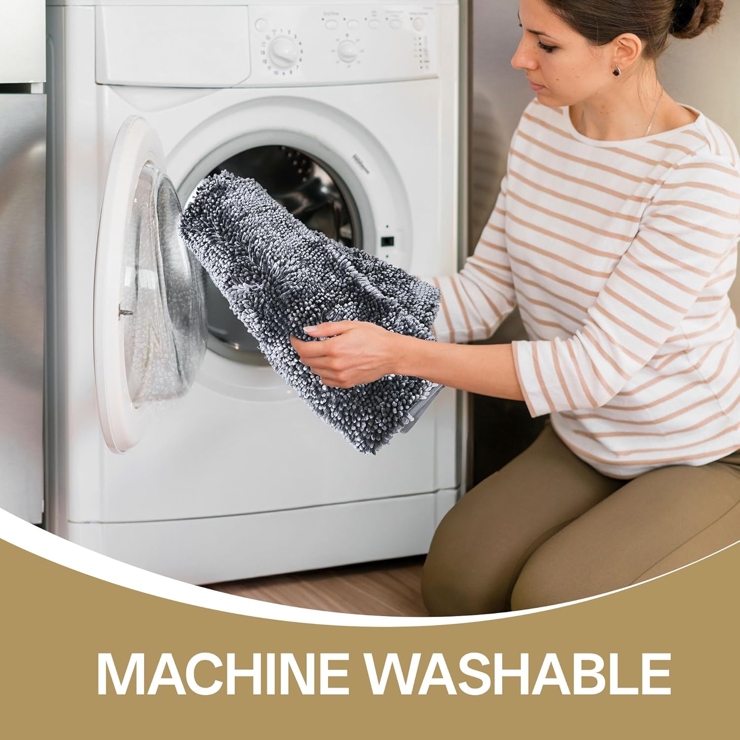 Bathroom Rug Mat 36x48, Thick Soft Chenille Bath Rug Washable, Quick Dry Absorbent Non Slip Bath Mat with Rubber Backing for Bathtub Shower Floor - Image 6