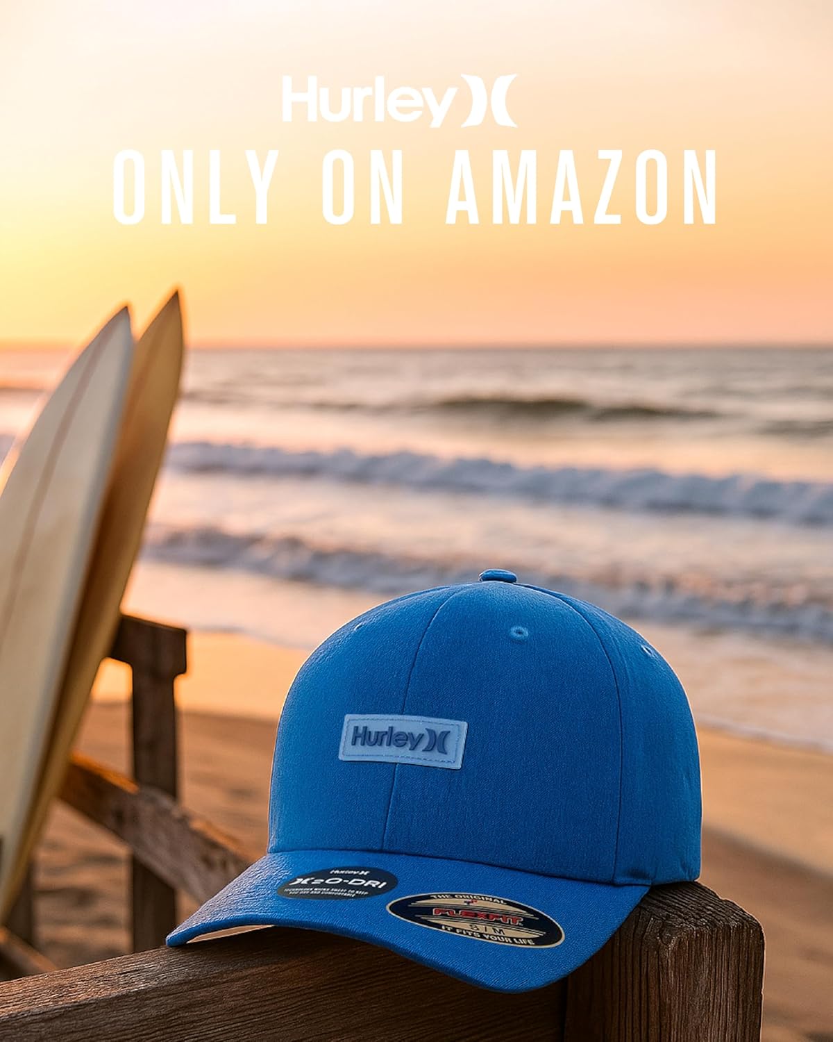 Hurley Mens Baseball Cap - Lightweight H2O-DRI Breathable Moisture Wicking Curved Brim Fitted Hats for Men - Image 7