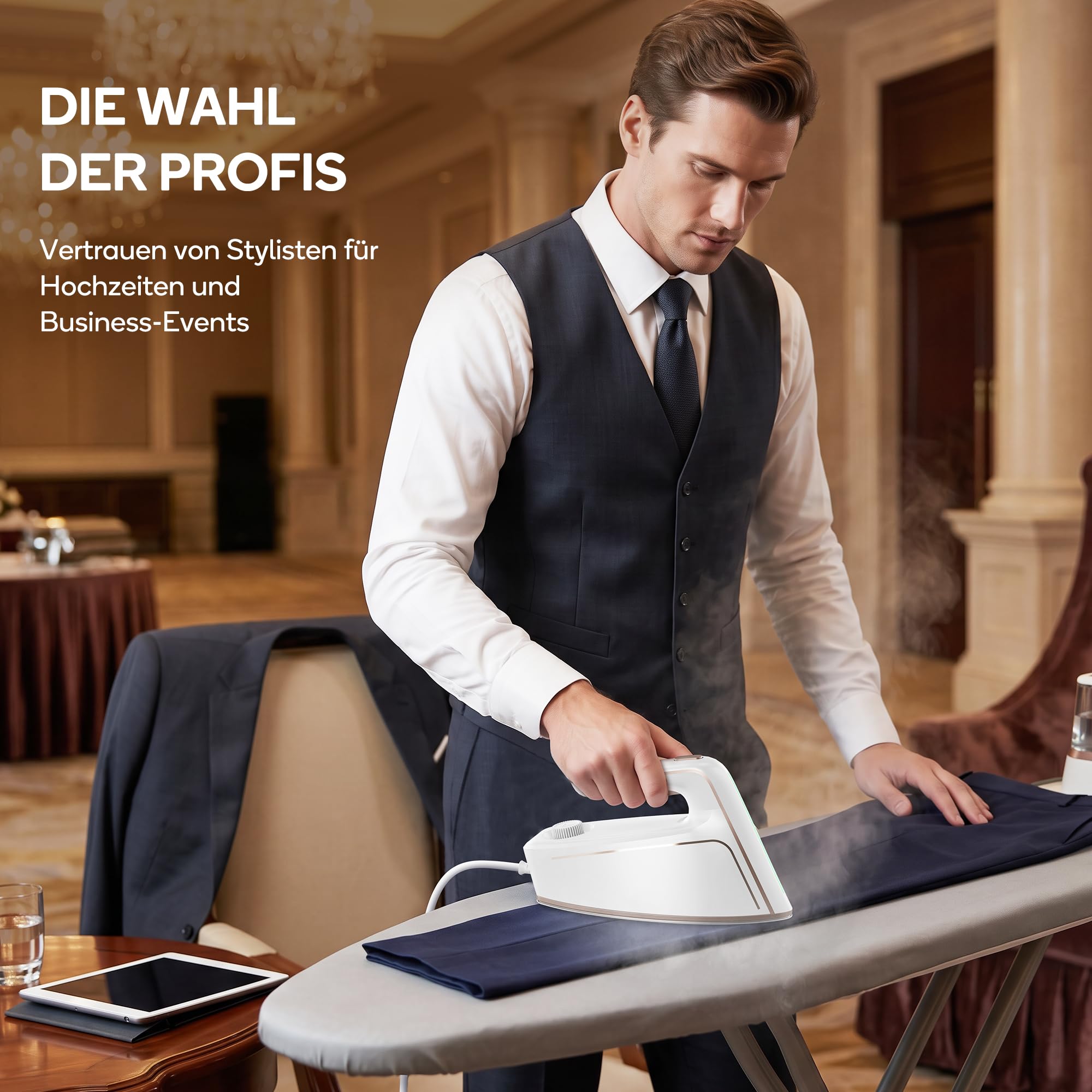 Newbealer Dampfbügeleisen, 1500W Bügeleisen, 5 Bar Dampfdruck, 250 ml Wassertank, max. 100 g/min Dampfabgabe, Antihaftbeschichtete Bügelsohle für müheloses Bügeln