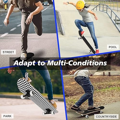Miniatura 3 de Póster de monopatines de 7 capas de madera de arce clásico Longboard doble patada cóncava, monopatines completos para adolescentes, principiantes,