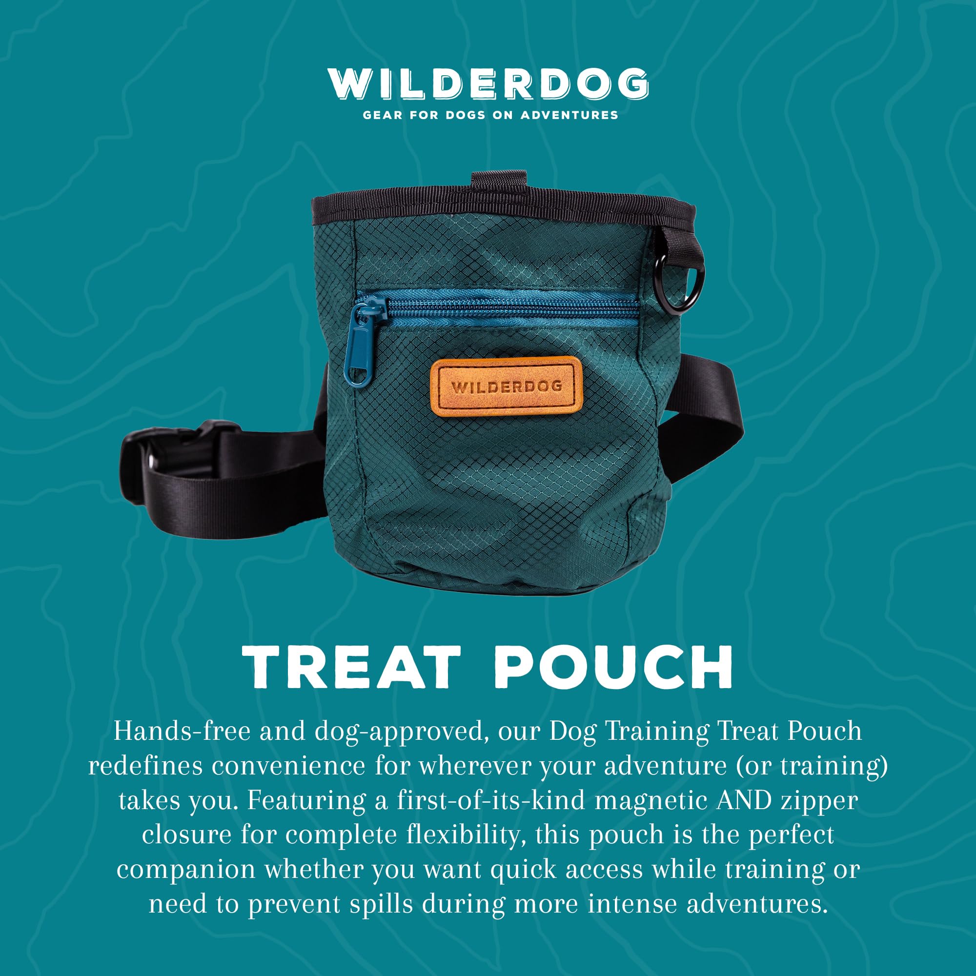 Wilderdog Leckerli-Tasche für Hundetraining, mit Magnetverschluss und Reißverschluss, Karabiner, Verstellbarer Hüftgurt, Grün