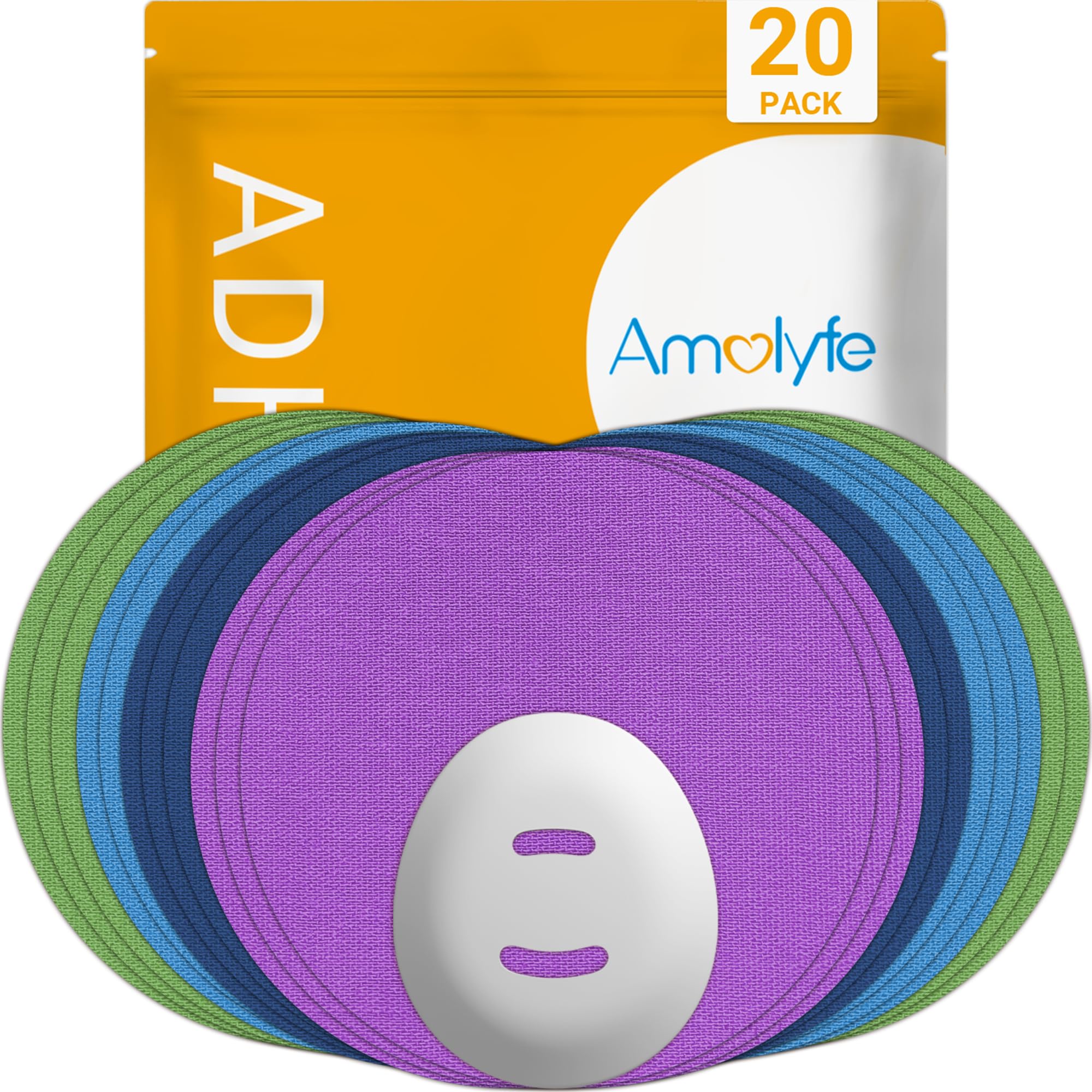 Amolyfe Dexcom G7 Stelo Over Patches Waterproof, 20-Pack Dexcom G7 Adhesive Patches, Reusable Bump-Proof Cap, 10-Day CGM Protection, Breathable,