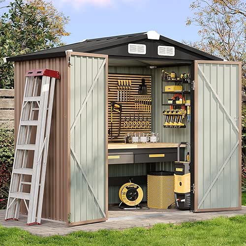 Aoxun 6.2x4 FT Shed Outdoor Storage Shed with Lockable Doors