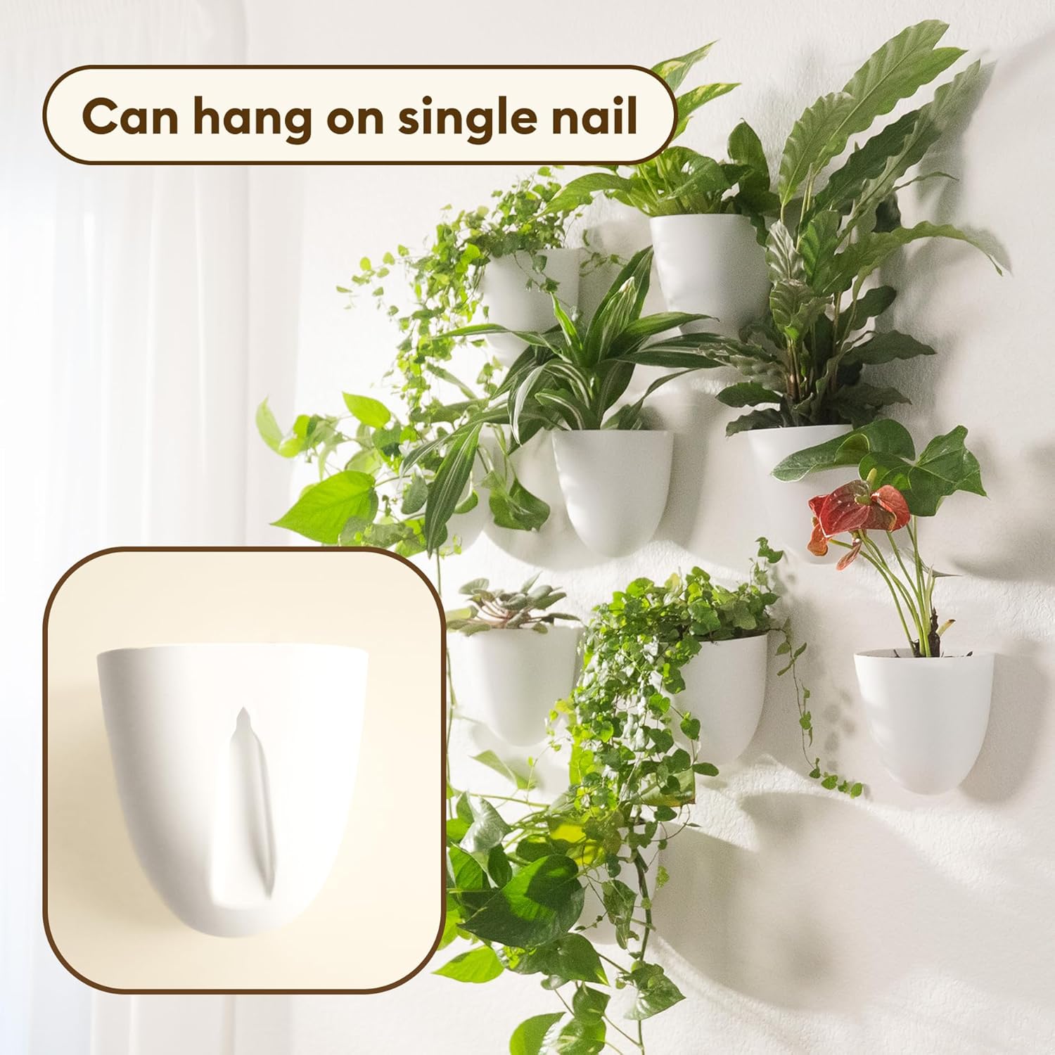 PlantPod Classic - Self-Watering Wall Planters (6, White) - Easy to Water and Install - Lightweight - Design Your Own Vertical Garden - Wall Planters for Indoor Plants