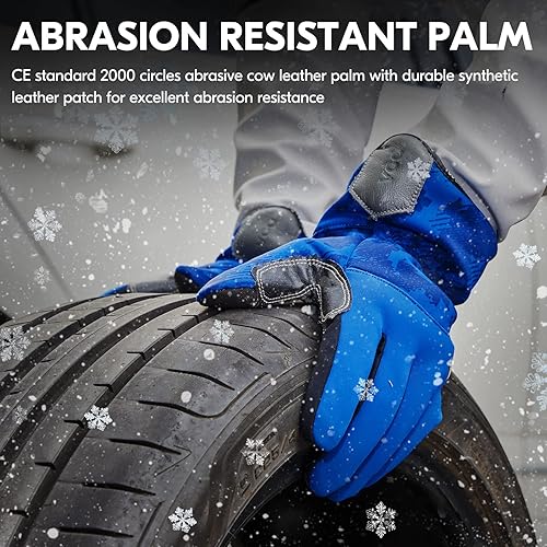 Miniatura 10 de Vgo... Winter Work Gloves for Men,Cold Weather Waterproof Gloves,Freezer Use,Cow Leather,Touchscreen(CA9790FW)