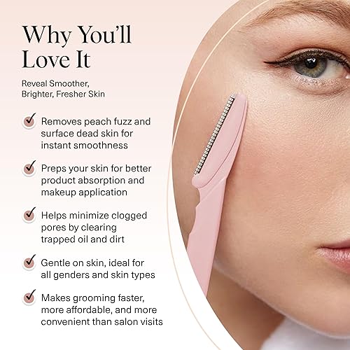 Vista 3 de Kitsch Dermaplane Razor for Women Face – Face Razors for Women & Men, Eyebrow Trimmer & Face Shaver – Exfoliating Facial Razor & Skin Care Tool for