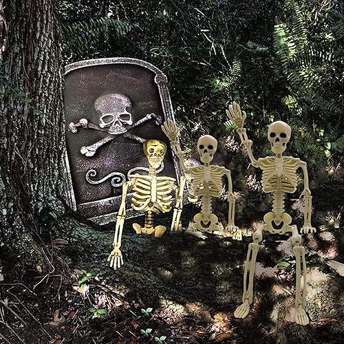 Miniatura 6 de MEMOVAN Esqueleto de Halloween de 16 pulgadas, 2 piezas de cuerpo completo con articulaciones móviles, esqueletos realistas espeluznantes para casa