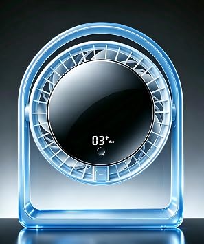 RANVOO USB Desk Fan,8.27" H Plug In Fan for Office,6m/s Airflow,120Tilt | USB-C Power,4 Speeds,90 Wide Airflow,Touch Control,20dB Low Noise,Air Circulator small quiet Fan Bedroom,Translucent Blue