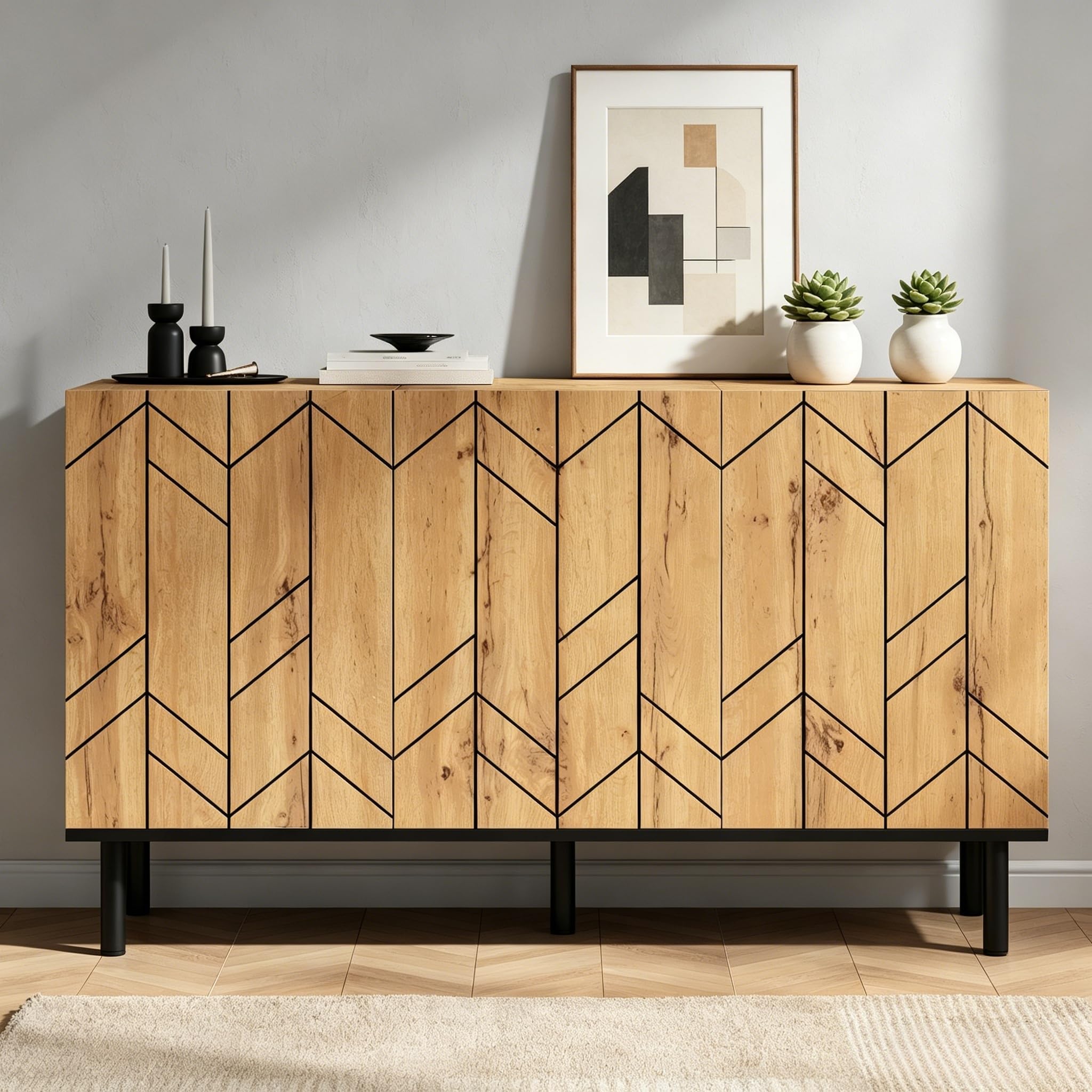 Aparador moderno para renovar el salón con un toque nórdico y natural