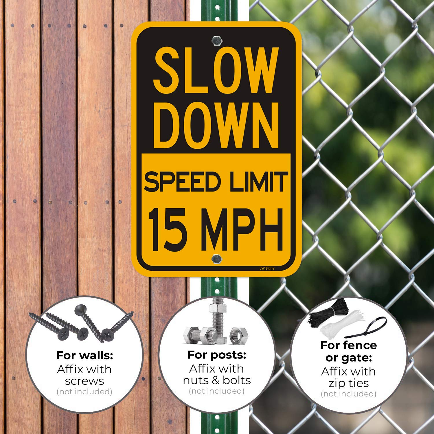 15 MPH Reflective Traffic Sign 2 Pack Slow Speed Limit 15 MPH Sign ...