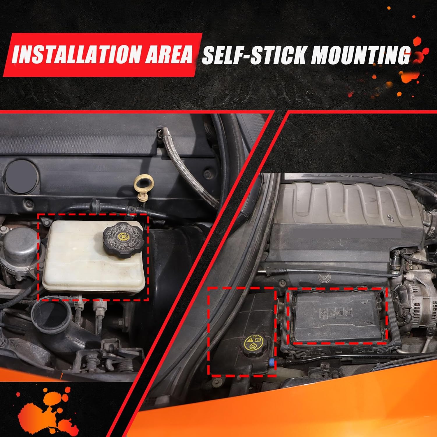 Front Engine Compartment Leak Proof Panel Cover Compatible with Chevrolet Corvette C7 2014-2019 Aluminum Engine Coolant Fuse Box Panel Trim Cover Molding Protection Accessories (Black)