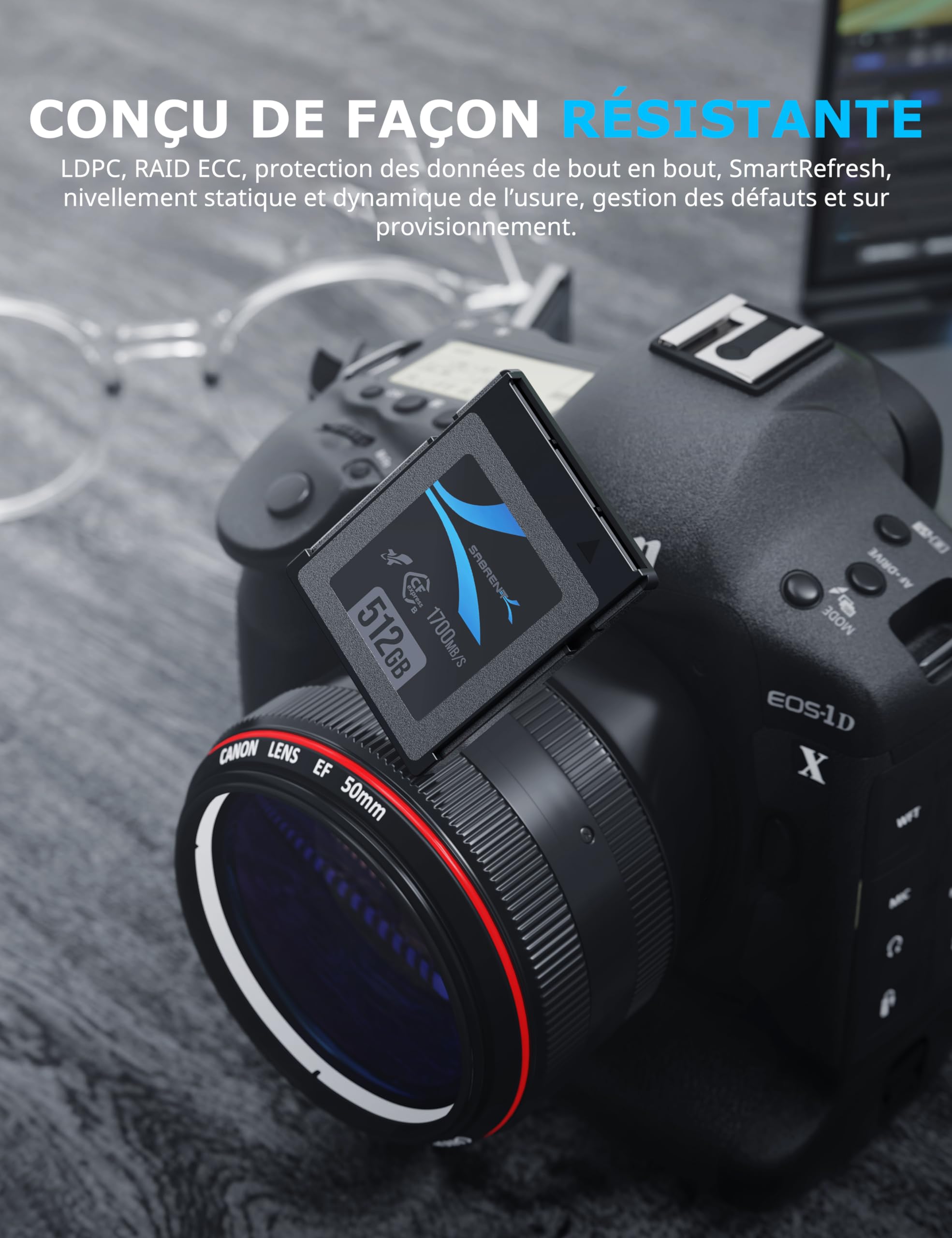 SABRENT CFexpress Type B 512Go Carte Mémoire Rocket CFX CompactFlash L1700Mo/s E1500Mo/s 4K RAW