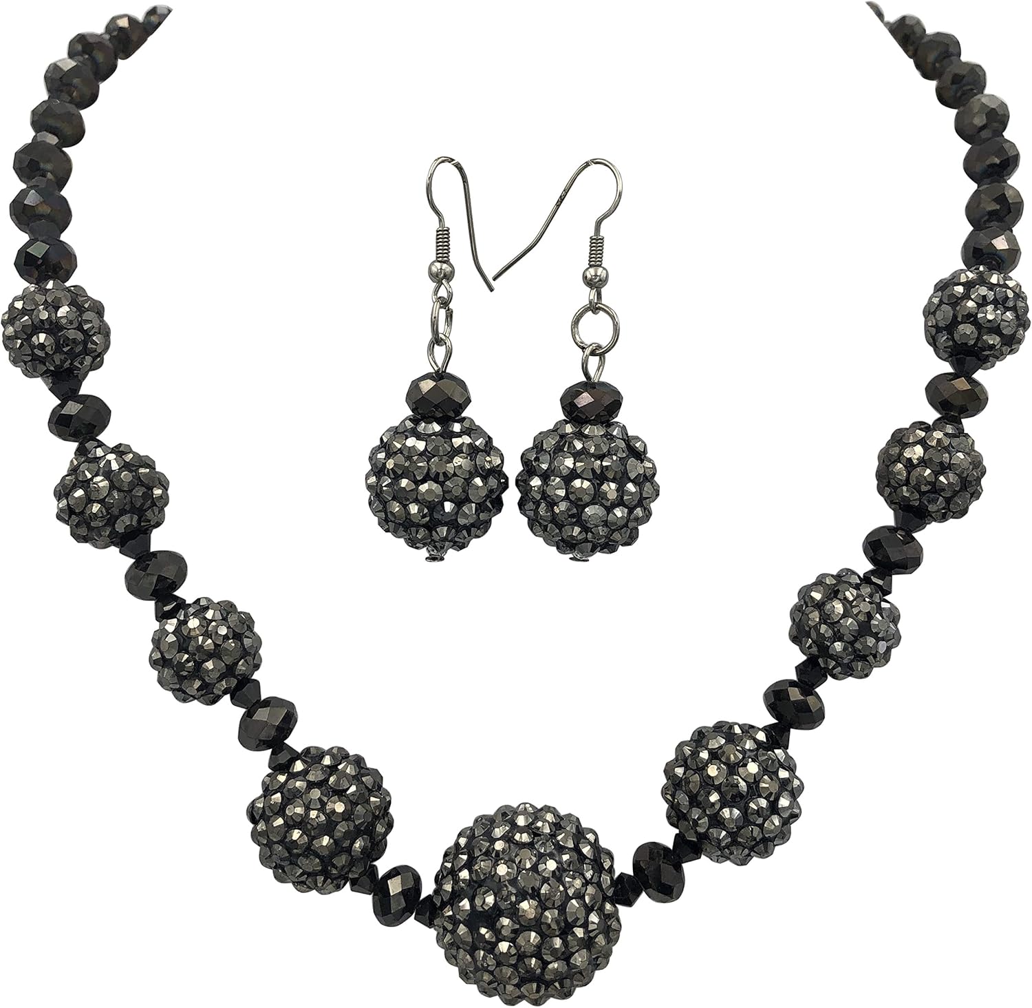 Gypsy Jewels Fireball Sparkle Bead Statement Unique Funky Flashy Bling Large Chunky Necklace & Dangle Earrings Set