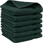 Elegant Comfort Coton turc haut de gamme 6 Ensemble de lingettes - 13 x 13 inch, Luxueux Hôtel de Qualité Spa 100% Coton turc 6PC Ensemble de linge - Très absorbant - Serviettes de bain douces, Hunter Green