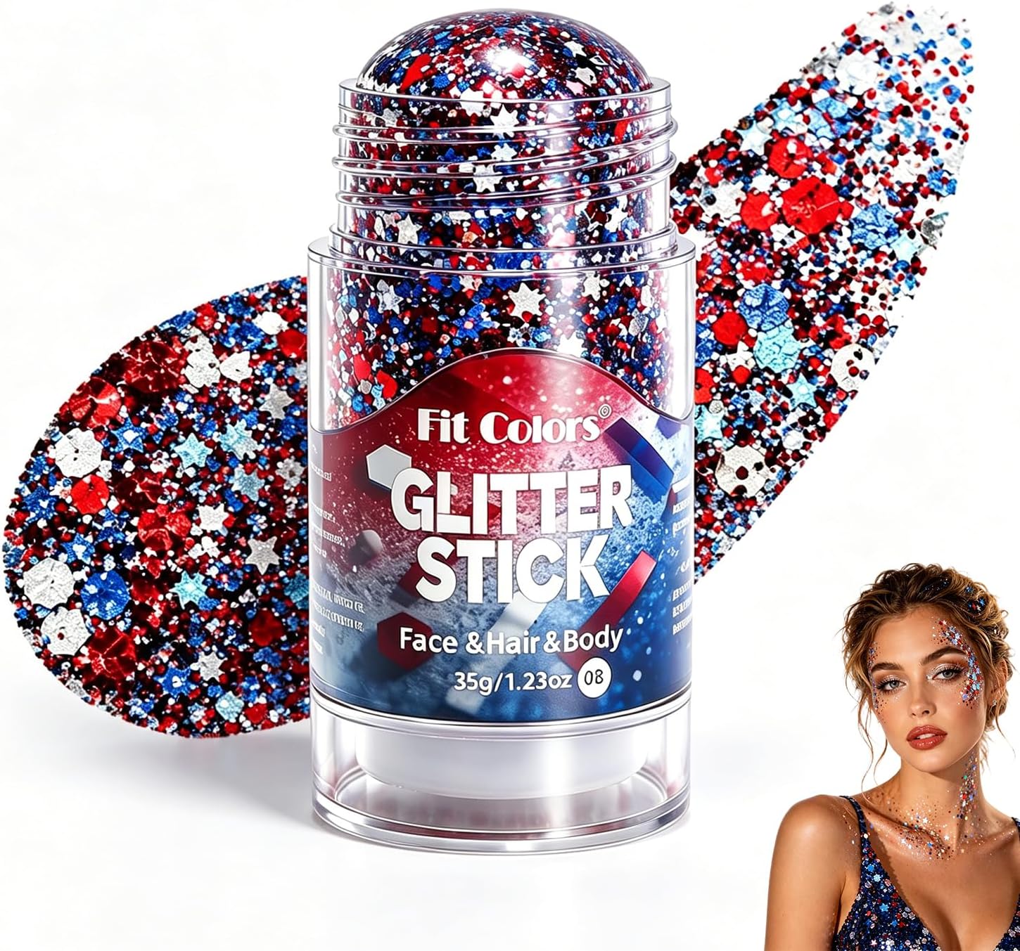 Glitter Stick, 2026 New Red White Blue Sparkle (A-1PCS)