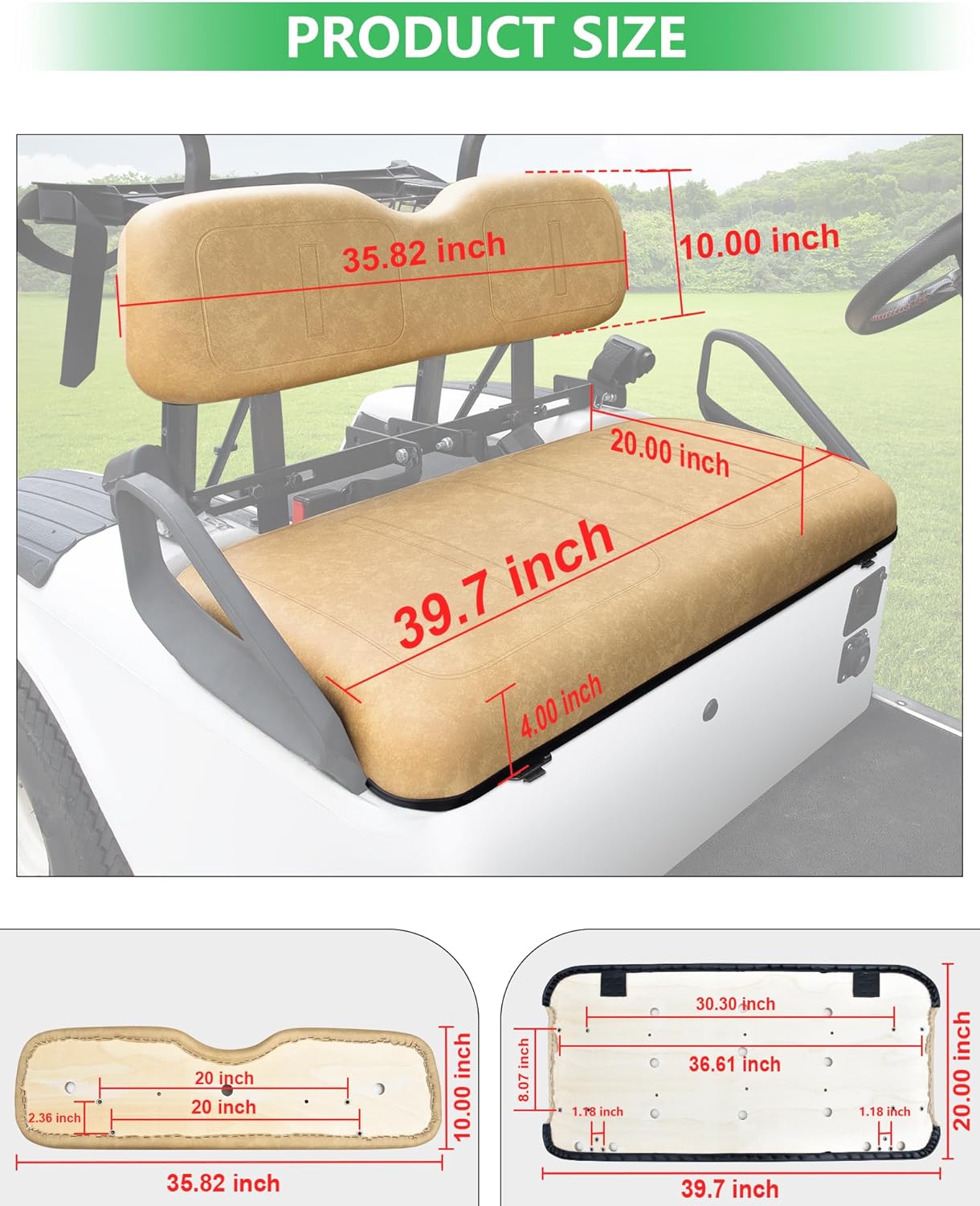 Golf Cart Front Seat Replacement Cushion for EZGO TXT Medalist 1994-2013 Models,Front Seat Back and Seat Bottom Cushion Assembly Kit