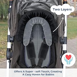 COOLBEBE New Babybody Support & Strap Covers Set for Newborn Infant Toddler- Extra Soft Stroller Cushion Pads Car Seat Insert, Perfect for Carseats, Strollers, Swings, Black