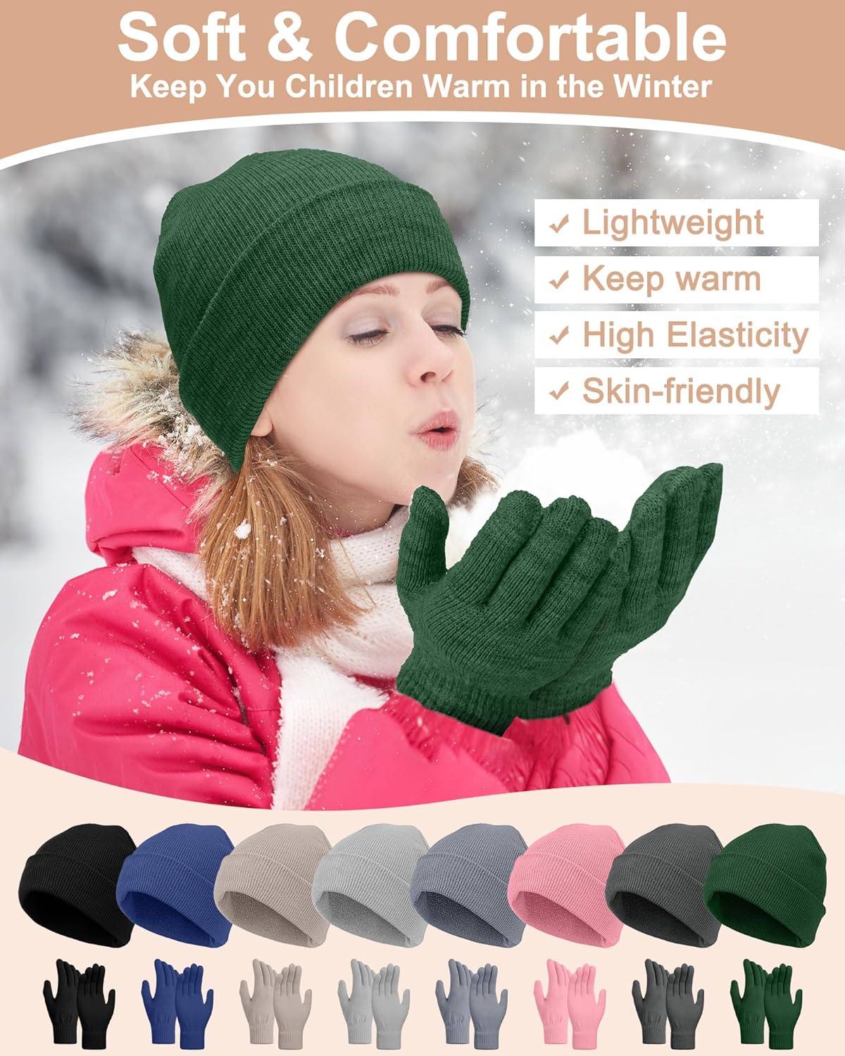 JaGely 64 Pcs Kids Hats and Gloves Bulk Winter Beanies Hat Gloves for Toddler Boys Girls School Donation Wholesale - Image 4
