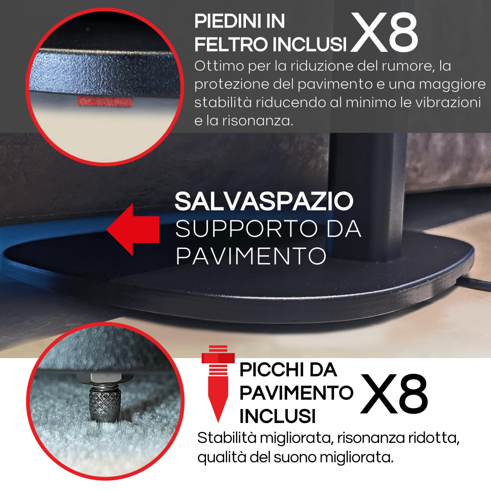 Supporto da Pavimento ERA 100, Doppia Confezione (2pcs), Compatibile con Sonos ERA100, ERA 100 SL, Sonos ONE, Play:1, Nero