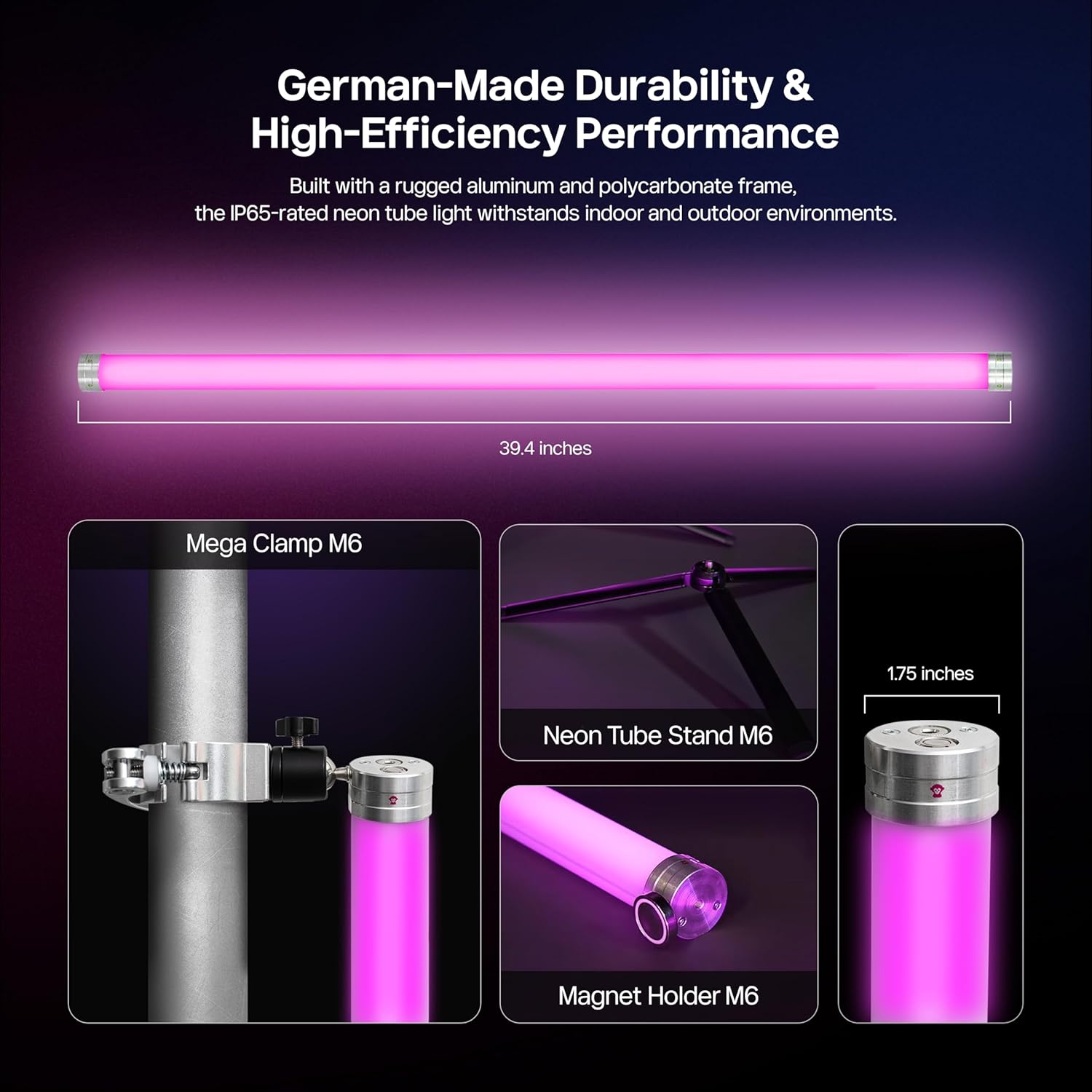 Ape Labs Neon Tube Lights Bars with AmberWhite Technology for Event Hall & Party Lighting - 70W Rechargeable Battery Operated LED Light with Remote & Wireless DMX App Controlled MusikMode - Set of 2