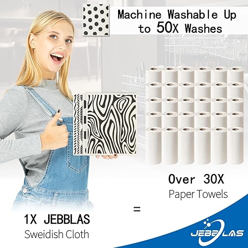 Miniatura 5 de JEBBLAS Paños de cocina suecos reutilizables para cocina, toallas de papel reutilizables de celulosa, toallas suecas lavables, sin olor,