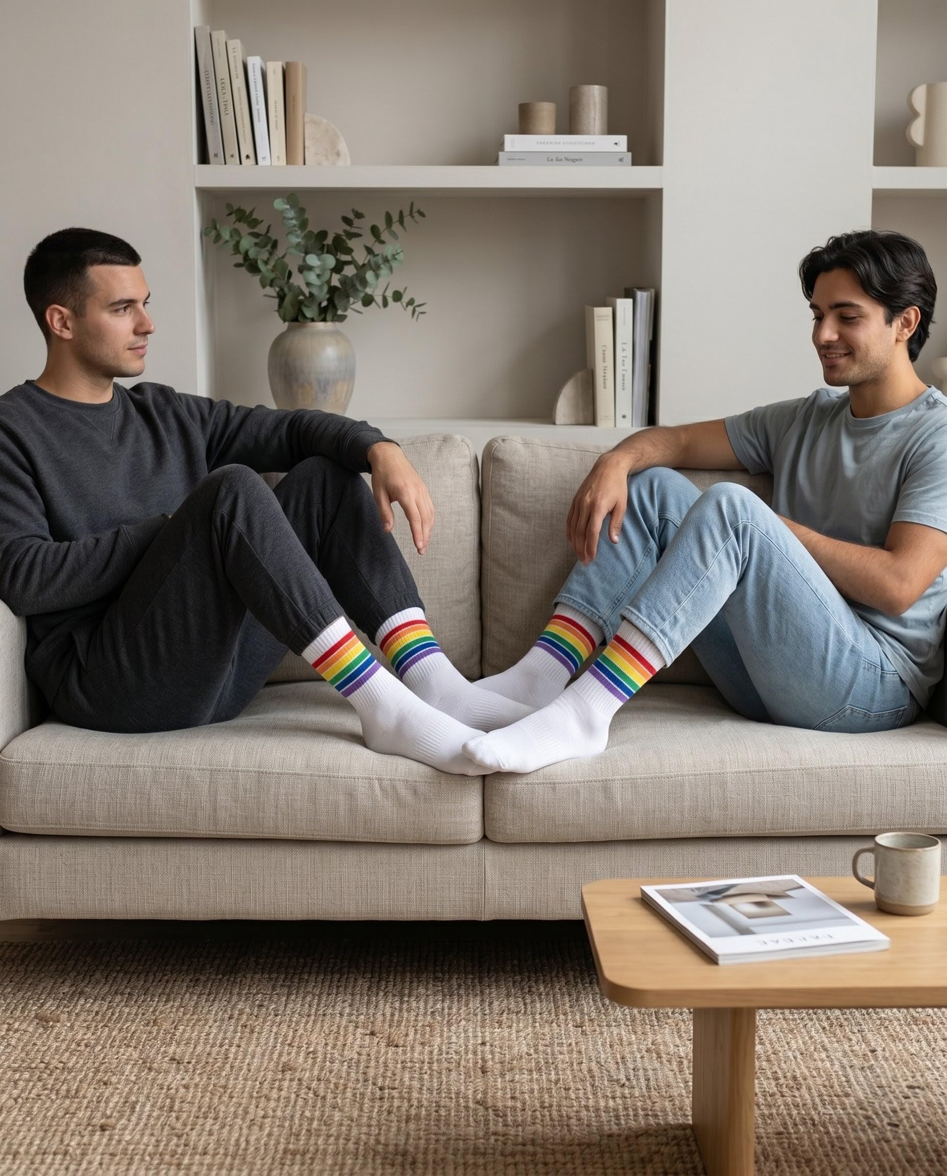 Calcetines Pride Sport Premium Unisex - Calcetines Deportivos de Algodón con Bandera Arcoíris LGTBI - Accesorios Cabalgata Orgullo LGTBQ+ para Hombre y Mujer