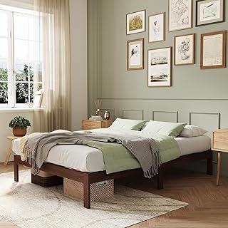 Novilla 12 Inch Wooden Full Size Bed Frame, Classic Solid Wood Platform Bed Frame Full Size, Sturdy Wood Slat Support, No Box Spring Needed, Easy Assembly, Walnut