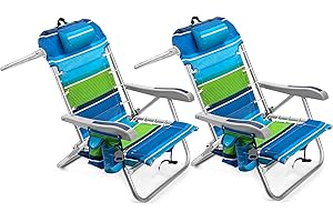 Homevative Cooler+ Folding Backpack Beach Chair with Cooler Pouch, Storage Net, Cup...