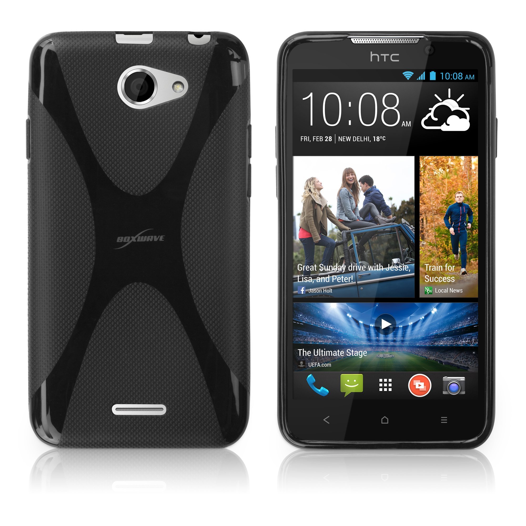 BoxWave Case Compatible with HTC Desire 516 - Bodysuit, Premium Textured TPU Rubber Gel Skin Case for HTC Desire 516 - Jet Black