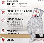 Fortem Gants résistants coupés, 4 Gants kevlar, niveau 5 Gants de coupe de protection pour la découpe d'huîtres, Gants pour les travaux de cuisine pour les chefs, grade alimentaire, EN388 Certifié (grand)