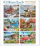 Bits and Pieces 6 Jigsaw Puzzle Multi Pack Jigsaw Puzzles for Adults - Serene Seasons by Alan Giana - Includes 300, 500, and 1000 Piece Puzzles
