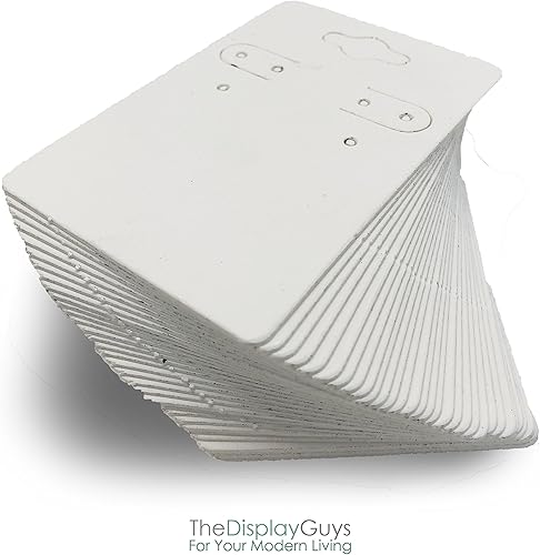 Vista 42 de The Display Guys Pack of 100 pcs 2x2 inch (5x5 cm) White Paper Necklace Earrings Display Hanging Cards for Jewelry Accessory Display