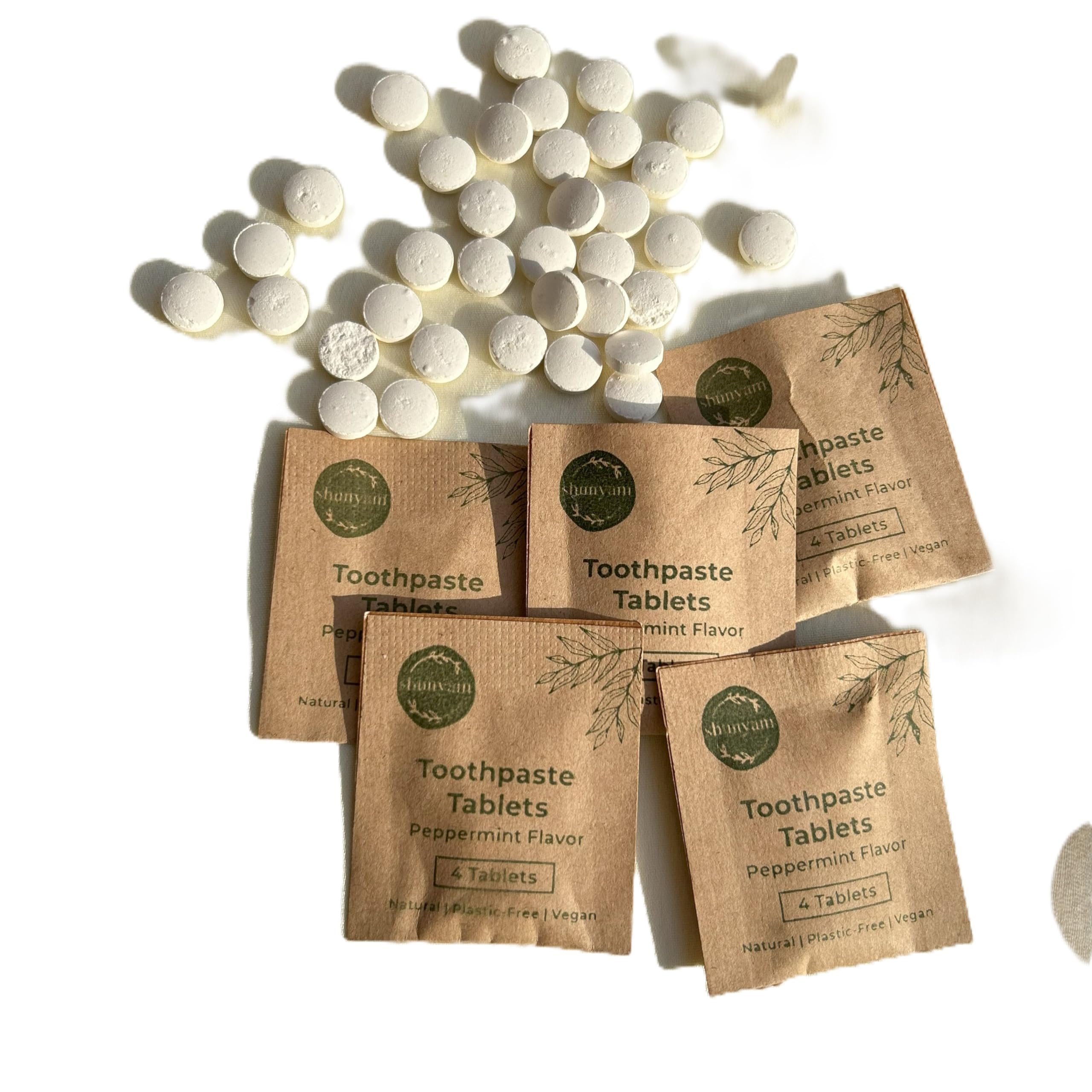 Shunyam Toothpaste Tablets Sachet (4 Tablets) | Pack of 10 | Travel Sachet | Airport Friendly | Natural, Flouride, SLS, Paraben Free | Peppermint |For Travel, Hotels, Trekking, Controls Bad Breath (B0D1GMJLMJ) Amazon Price History, Amazon Price Tracker