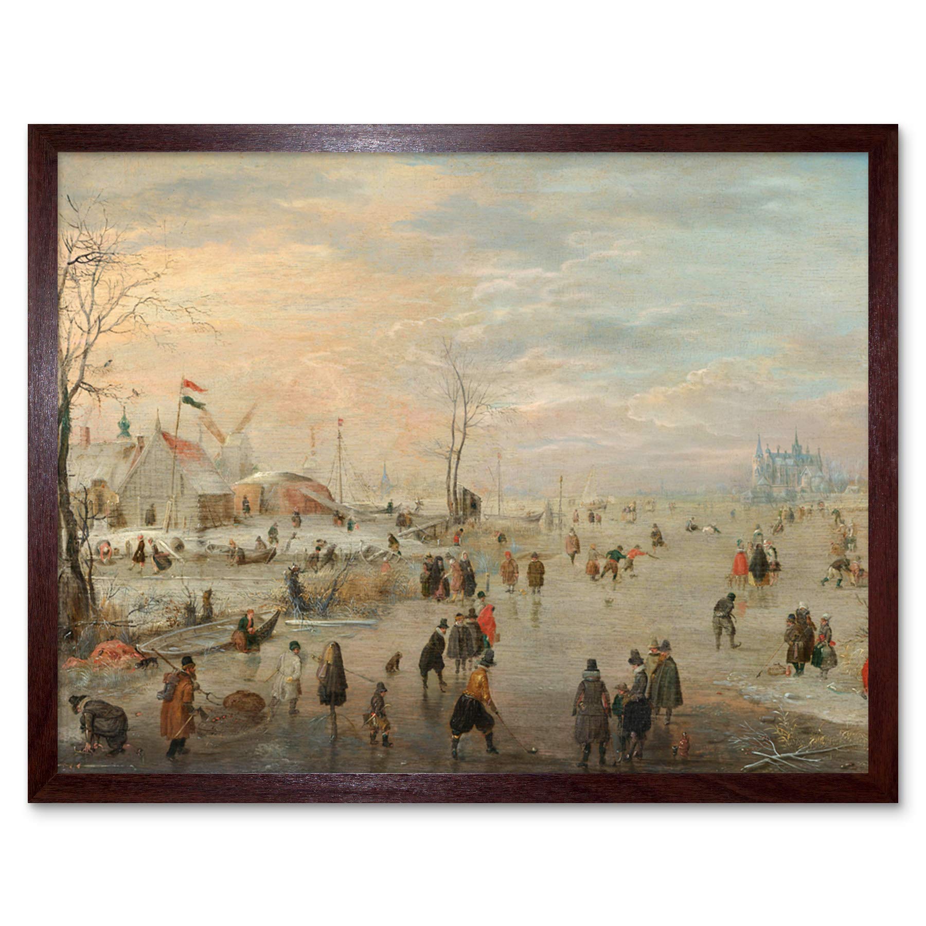 Artery8 Hendrick Avercamp Enjoying The Ice Skating Painting Art Print Framed Poster Wall Decor 12x16 inch